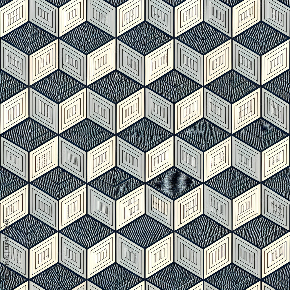 Poster optical cube twist pattern seamless vector pattern