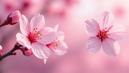 Fototapeta premium Soft pink sakura petals, repeating motif, gentle design, photography, floral