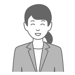 スーツを着た女性が笑顔で正面を向いているイラスト
