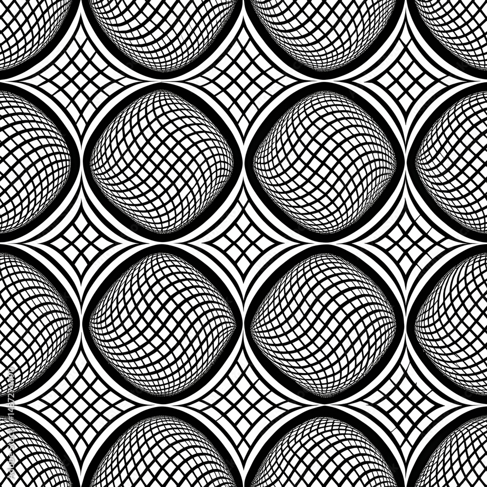 Poster optical illusion wave grid pattern seamless vector design