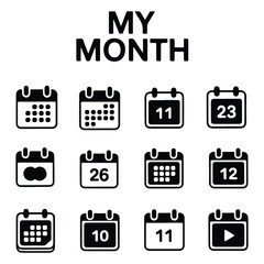 A silhouette Calender icon vector on a white background