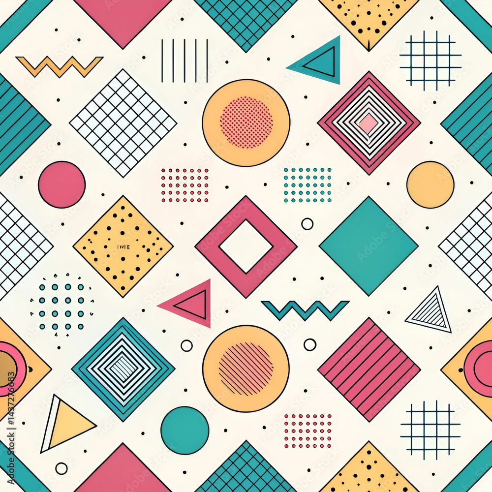 Poster postmodern color block grid pattern seamless vector design