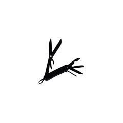 Folding camping knife silhouette on white background