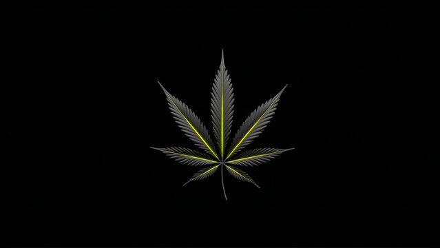 Matte black cannabis leaves with neon veins on void black. Stark, high-contrast "dark mode" HD wallpaper for AMOLED.