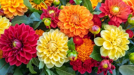 Fototapeta premium Assorted Floral Bouquet of Vibrant Flowers in Colorful Arrangement
