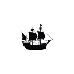 Mayflower ship silhouette on white background