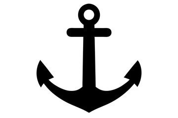 anchor symbol illustration, silhouette of anchor vector icon, anchor isolated on white background.