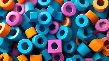 Colorful Geometric Abstract Shapes in Layered Pattern Design