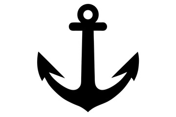 anchor symbol illustration, silhouette of anchor vector icon, anchor isolated on white background.
