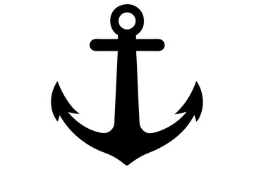 anchor symbol illustration, silhouette of anchor vector icon, anchor isolated on white background.