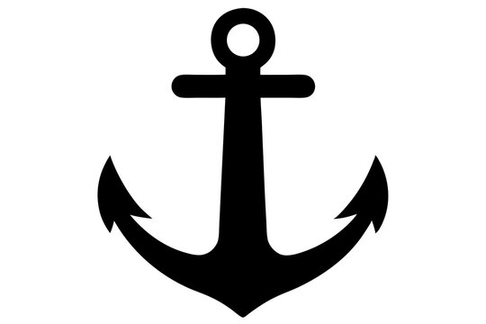 anchor symbol illustration, silhouette of anchor vector icon, anchor isolated on white background.