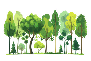Fototapeta premium A forest of trees with varying shades of green, creating a sense of depth and dimension.