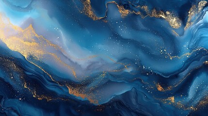 Abstract Blue Marble Texture with Gold Splashes and Luxury Polished Surface for Elegant Background and Premium Branding