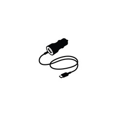 USB car charger silhouette on white background