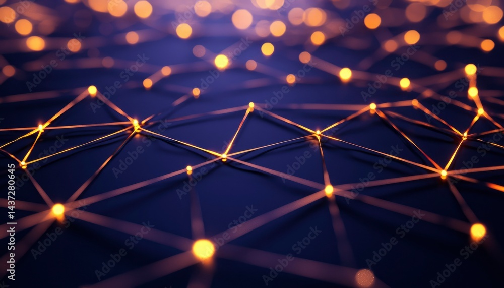 Poster abstract network of glowing points and lines