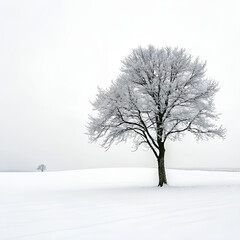 lonely tree in snow