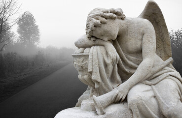 Beautiful angel with big wings. Guardian Angel. Angel savior	
