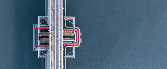 Aerial view industrial oil and gas pipeline system, Energy industry pipeline structure oil and gas...