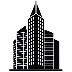 Fototapeta premium Buildings icons. Bank, Hotel, Courthouse. City, Real estate, Architecture buildings icons. Hospital, town house, museum. Urban architecture, city skyscraper. Classic set. Quality set. Vector