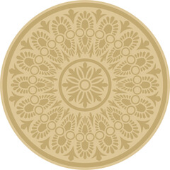 Classic Greek golden round ornament. Vector pattern, circle of ancient Hellenes. European border - ring