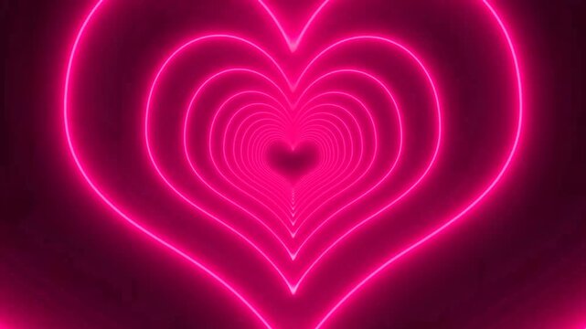 Neon Heart background .Love heart VJ, loop neon tunnel ,futuristic heart overlay ,