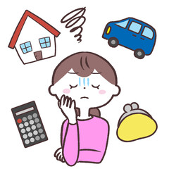 出費に頭を悩ます主婦イラスト