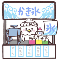 かき氷屋さんの白い鳥