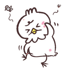 虫に刺される白い鳥のイラスト © おひさまストック