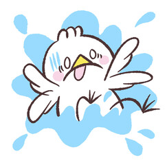 溺れる白い鳥のイラスト