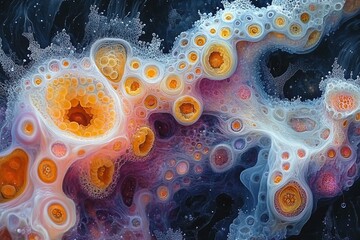 Abstract Illustration of Microorganisms Evolving into Harmonious Organic Shapes