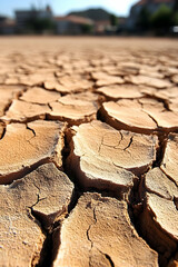 Fototapeta premium Closeup cracked dry earth