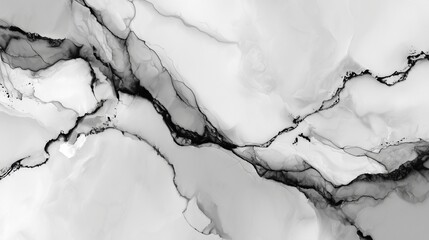 White marble texture with flowing black and gray veins creating a modern, elegant, and natural abstract design