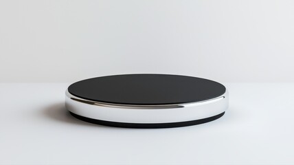Sleek Black & Chrome Round Product Display Stand display stand product platform presentation stage