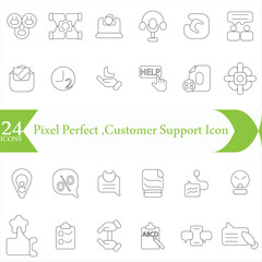  Pixel Perfect ,Customer Support Icon Set. Engaging and clear icons for enhancing user assistance,Call Centers, CRM, chat interfaces,