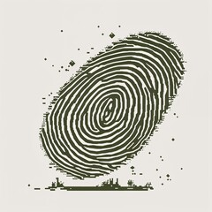 Olive fingerprint square pixel art cartoon design on plain white background illustration