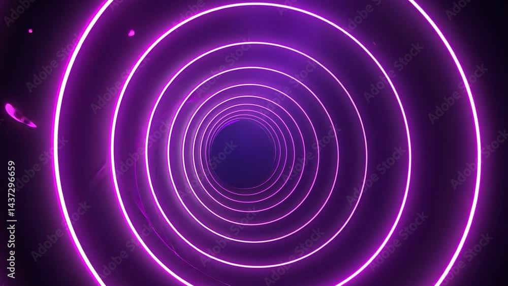 Poster mesmerizing abstract tunnel of glowing purple neon light creates vibrant visual experience, inviting