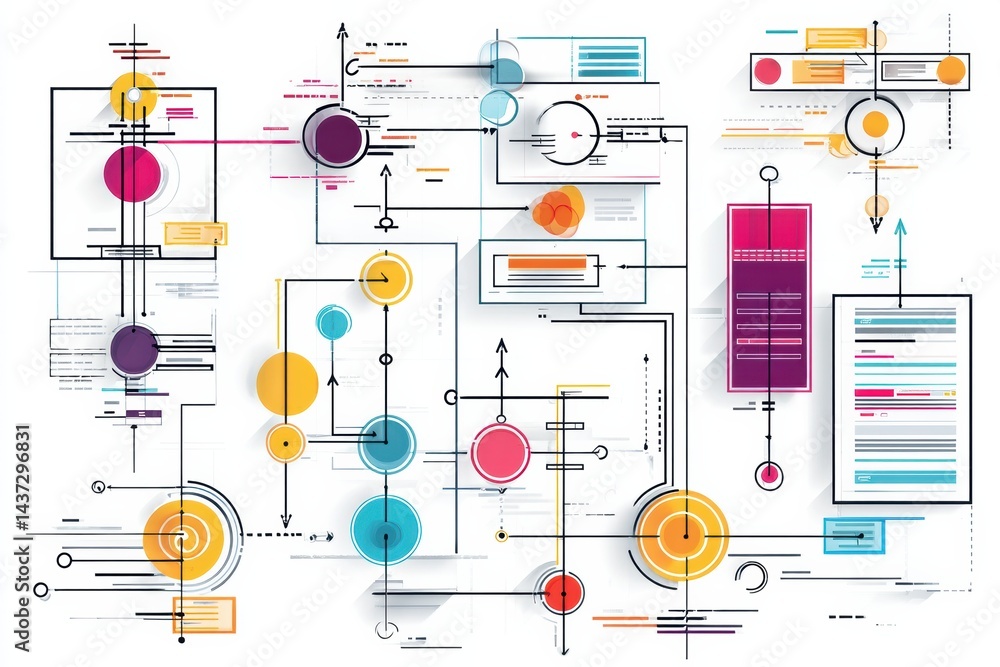 Poster stylized flowchart elements designed for infographics and presentations on a white background ready 