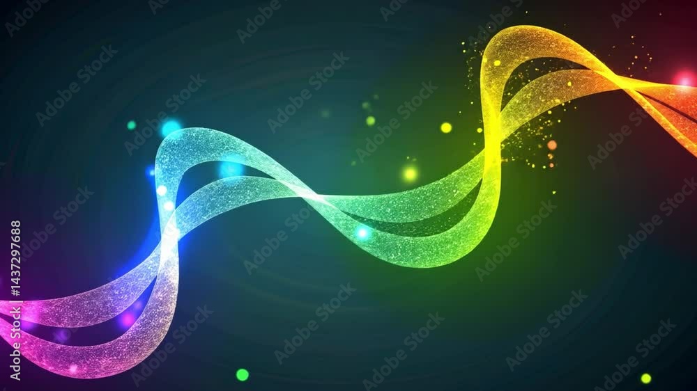 Poster vibrant and colorful abstract wave design spectrum of hues in pink, blue, green, and yellow creating