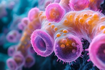 Stylized Artistic Visualization of Beneficial Gut Microbiota in Vibrant Forms