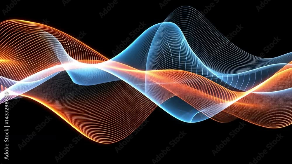 Aufkleber dynamic abstract wave design vibrant orange and blue colors creating visual effects of sound and ene