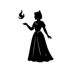 Fototapeta premium Black silhouette of a woman casting magic