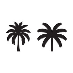 Obraz premium Silhouette of two tropical palm trees against a white background.