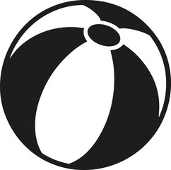 Summer Beach Ball Silhouette Vector – Minimalist Black Inflatable Ball Illustration