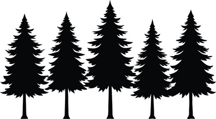 Fototapeta premium Beautiful Cedar Trees Isolated Silhouette Vector Art Natural Forest Landscape Elements Design