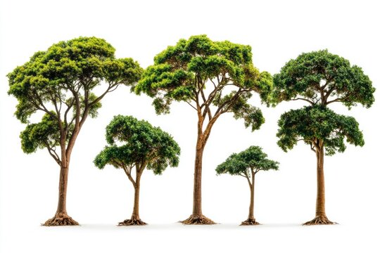 Collection of trees, various sizes, lush foliage