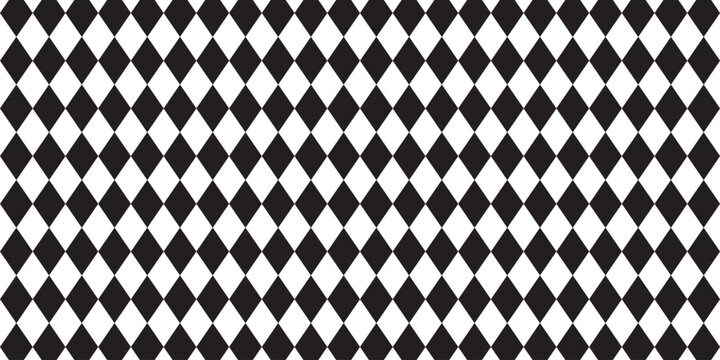 Grunge black and white harlequin pattern with vintage texture, Seamless harlequin pattern-black and white eps 10