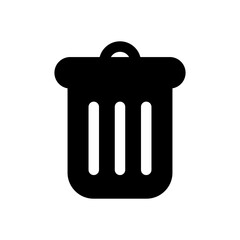 A trash can with a lid on top. The trash can is black and white