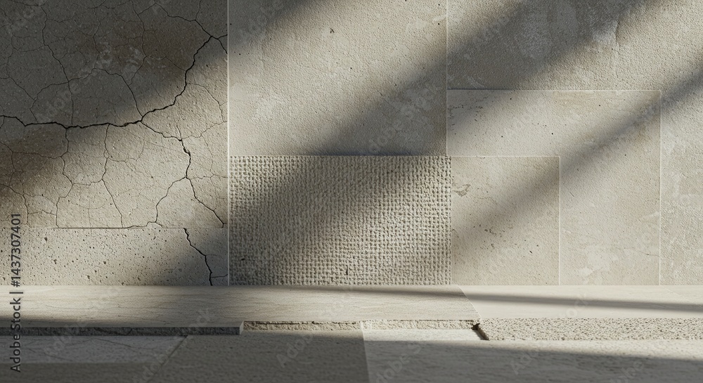 Poster A wall with a crack in it and a shadow on it