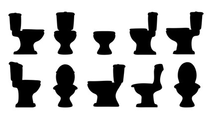 set of toilet silhouette vector on tranparent background