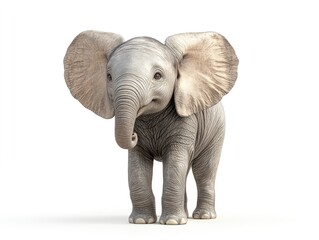 Fototapeta premium Cute baby elephant against white background